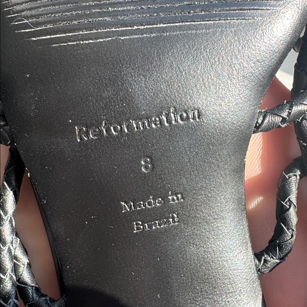 NWOT Reformation Black Leather Strappy Heels - Picture 3 of 6